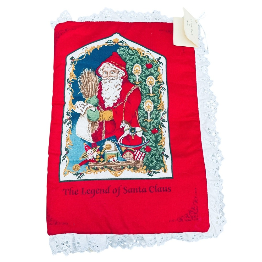 Vintage The Legend of Santa Claus‎ Fabric Soft Book Eyelet Lace Trim Christmas